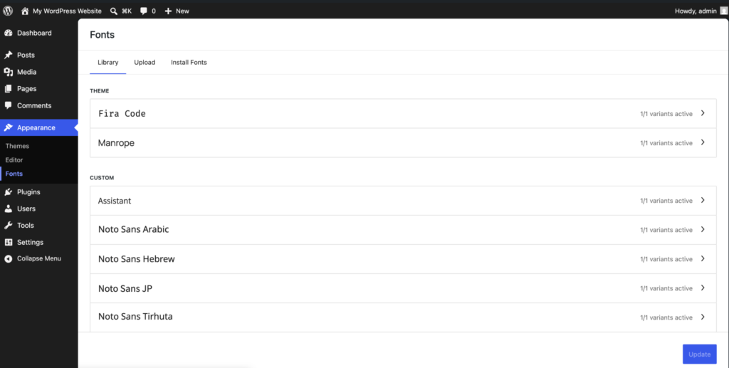 WordPress Font Manager for Classic Themes